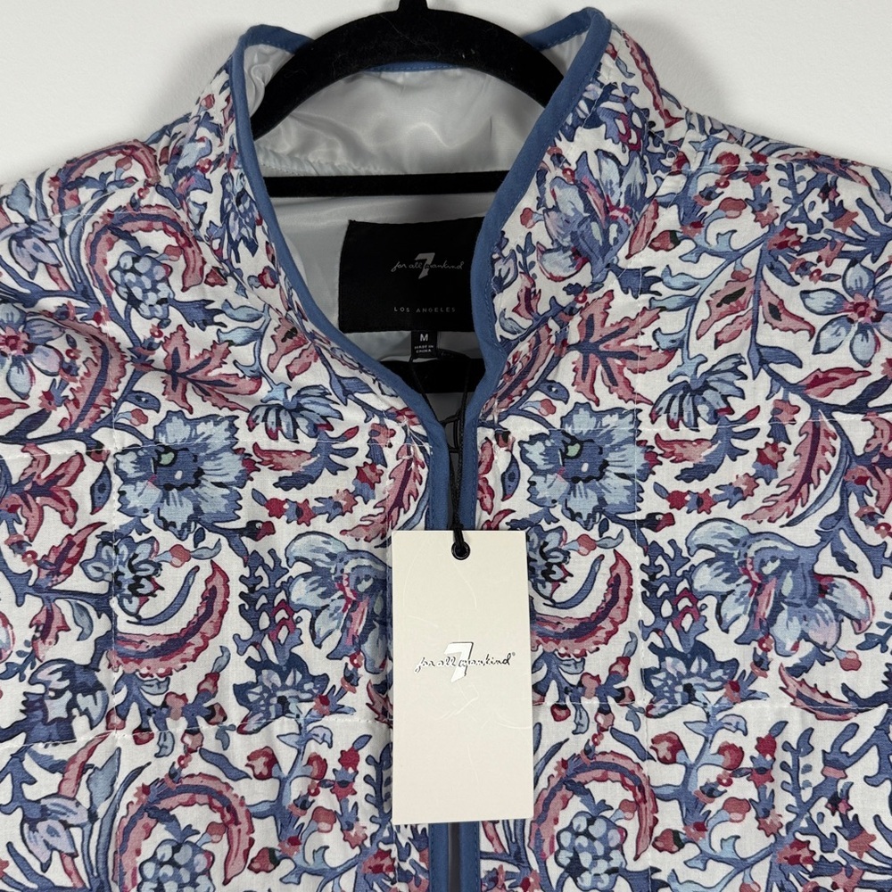 Quilted Floral Print Jacket with Navy Trim - Women - Picture 3 of 8